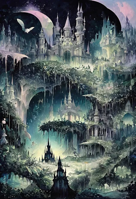 (Take me into a world different from my own, Plants flourish, animal, And magical tranquility),(Create a dreamlike and surreal castle landscape, Blending colors in unique ways，Create striking landscapes),(Merge your art with Technetic Dreams),
