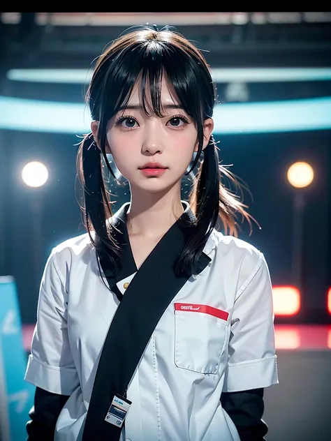 40-year-old Japanese woman、Black Hair、Hair is very short、Twin tails、Hatsune Miku Costume、Headphones、Flat Chest、Realistic photos、Realistic、8K quality、expensive、No bangs、Beach、High resolution, Highest quality, Anatomically correct, Winner of numerous awards,...