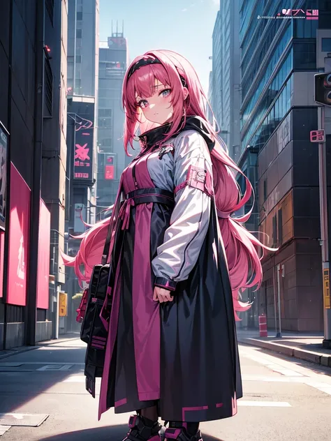 Anime girl in a dress and headband standing in front of a building, Portraiture, digital Cyberpunk anime art, Digital Cyberpunk - Anime Art, anime cyberpunk art, Cyberpunk Anime Girl, Cyberpunk Anime Girl mech, Anime Style 4k, Best anime 4k konachan wallpa...