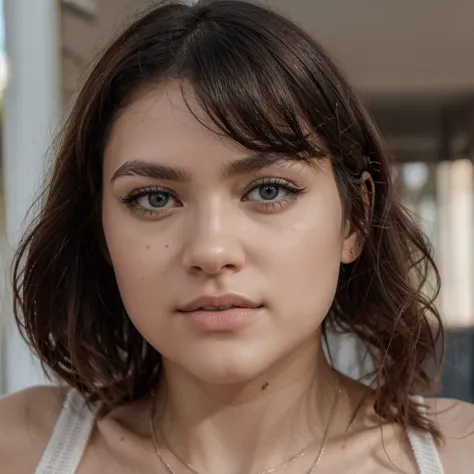 (1fille), Seulement,_ visage de zendaya, porter un brassard vert en tricot, recadré avec bandeau blanc en dessous, Short beige pâle, sexy, mignon, chaussettes blanches, café, photo du corps entier, en regardant le public, Visage las du monde, yeux bleu fro...