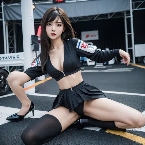 Super detailed photos、Detailed face、Lip gloss、Cool woman、Colorful costumes、F1 Driver Cosplay、Colorful costumes、Clothing with company logo、Grid Girlsのカラフルで派手な衣装、Grid Girls、Perfect Face、Paddock Girls、Harem、motor Show、tights、Bodycon Costumes、Grid Girls、Russia...