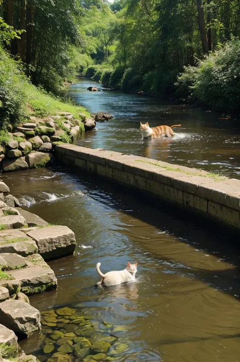 Cat in the river 