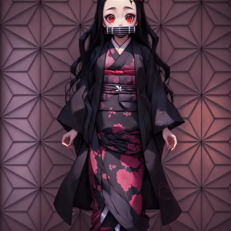 anime girl in kimono outfit with mask and black hair, nezuko-chan, nezuko, demon slayer rui fanart, Demon slayer art style, Kimetsu no Yaiba, haruno sakura, inspired by Uragami Gyokudō, Ehime, Kaguya Otsutsuki, anime moe art style, hinata hyuuga