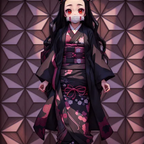 anime girl in kimono outfit with mask and black hair, nezuko-chan, nezuko, demon slayer rui fanart, Demon slayer art style, Kimetsu no Yaiba, haruno sakura, inspired by Uragami Gyokudō, Ehime, Kaguya Otsutsuki, anime moe art style, hinata hyuuga