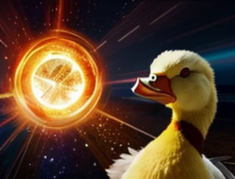 One all powerful duck, the universe at his feet, angry withthe fury of time in his eyes, a creature that could kill time itself, quacking in fury