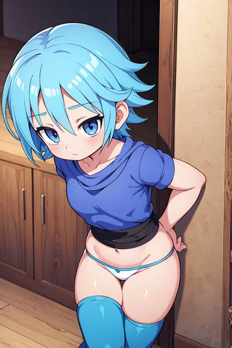 Dragon Quest　sage　Short Hair Thong Light Blue Hair　Push out your hips