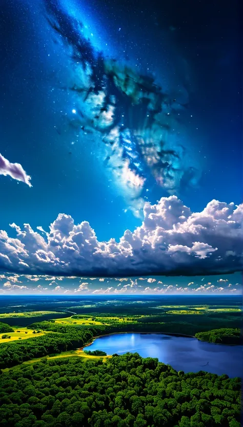 summer sky,photorealistic,highly realistic,extreme details,breathtakingly realistic,high contrast realism,high saturation realism,vibrant colors,dramatic lighting,captivating landscape,compelling storytelling,atmospheric scene,mesmerizing visuals,intricate...