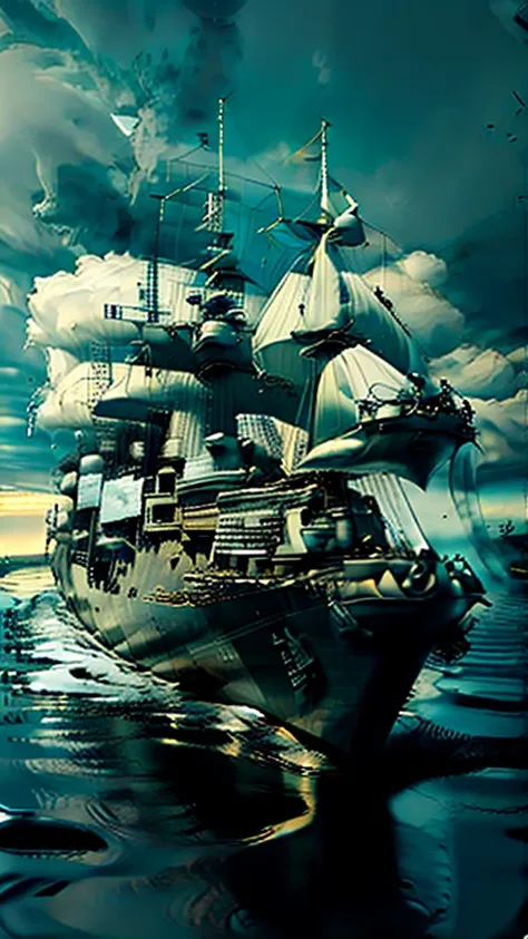 17th century, “queenborough”, warship, navy, ghost, mythical, covered with weapons, haunting, massive