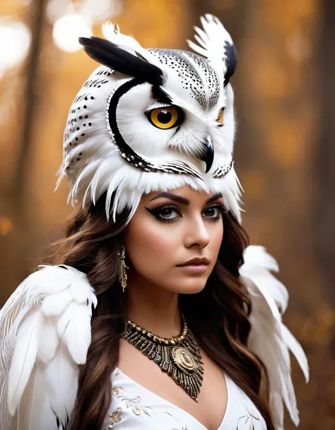 - **owl of the species tyto alba: white, majestic, with pure feathers and subtle golden touches that shine in the light.
- **eye...