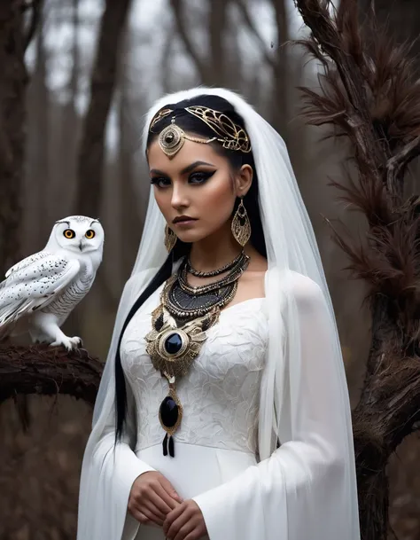 - **owl of the species tyto alba: white, majestic, with pure feathers and subtle golden touches that shine in the light.
- **eye...