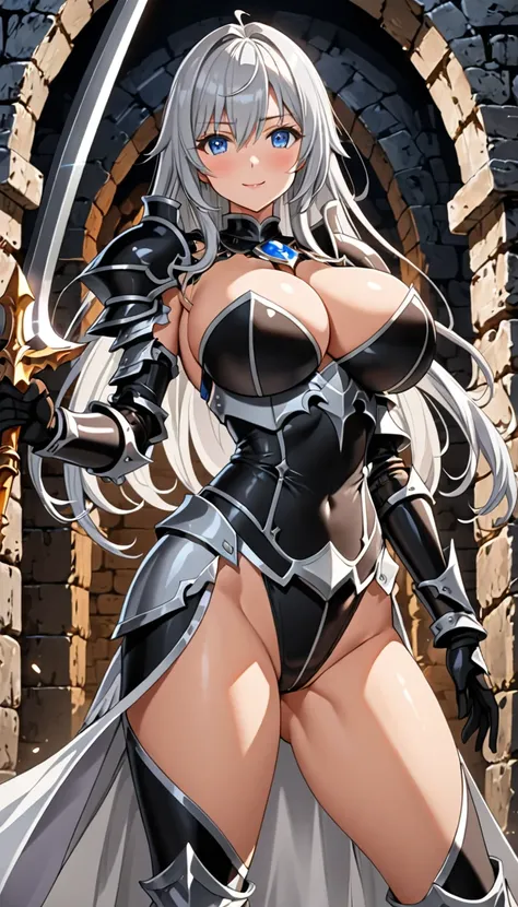 ((masterpiece)), ((high quality)), ((super detailed)), ((high resolution)) ,((8k)), a beautiful woman, ((She is one of the most famous female Holy Spirit Knight)), unparalleled beauty, ((huge breast:1.6)), ((large ass:1.2)), ((deep cleavage)), slim waist, ...