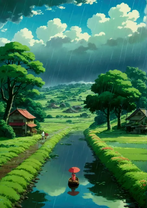 Ghibli　summer　rain　countryside