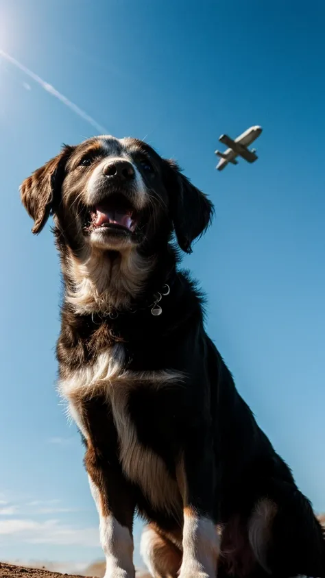 a cute puppy flying in the sky,1 dog,extremely detailed fur,adorable puppy,cute dog,beautiful detailed eyes,beautiful detailed nose,beautiful detailed mouth,fluffy,soft,playful,happy expression,dynamic movement,blue sky,clouds,sunlight,warm color tone,cine...