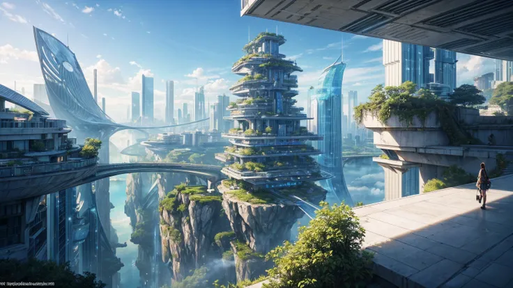 (Best quality,4K,8K,A high resolution,Masterpiece:1.2),Ultra-detailed,(Realistic,Photorealistic,photo-realistic:1.37),Futuristic floating city,Futuristic technology,Huge urban high-tech tablet platform,Airship,Floating in the sky,Futuristic city,Small airs...