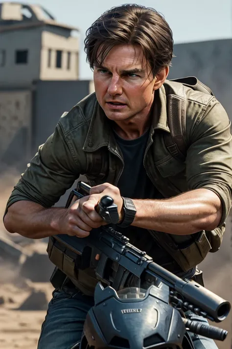 ((best quality)), ((masterpiece)), (detailed), perfect face . tom cruise playing pubg