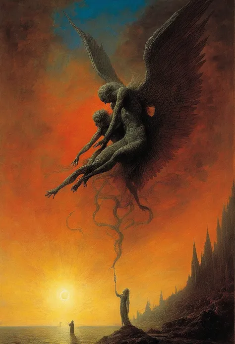 Mythical creatures, author：Zdzislaw Beksiński、Angels and Demons