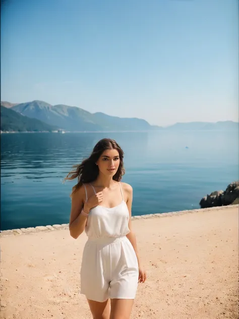 rapide: **Photographie analogique d&#39;une fille blonde bien roulée, 18 ans, aux yeux émeraude, maquillage doux, et des lèvres roses et gonflées audacieuses. Ses cheveux blond doré( very wavy hair frames her peau très pâle)** fille blonde bien roulée(avec...