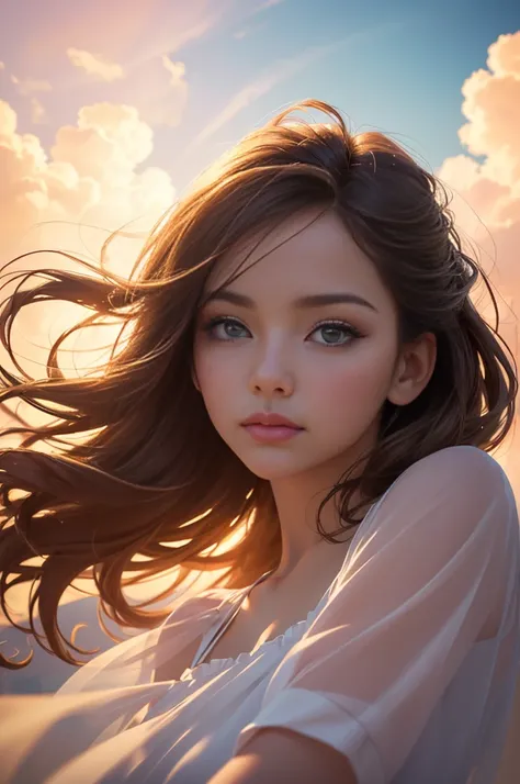 Beautiful detailed summer sky、Beautiful detailed summer clouds、Beautifully detailed flying spiral art puppy、Shooting from below、(Highest quality、4K、8k、High resolution、masterpiece:1.2)、Super detailed、(Real、Photorealistic、Photorealistic:1.37)、Hyperrealistic、...