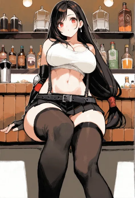 score_9, score_8_up, score_7_up,  (best quality), masterpiece,perfect anatomy,(aesthetic,very aesthetic),tegaki,illustration,ultra-high resolution, 1girl, tifa lockhart, final fantasy,(beautiful woman).tareme, black hair, low-tied long hair, red eyes, bang...