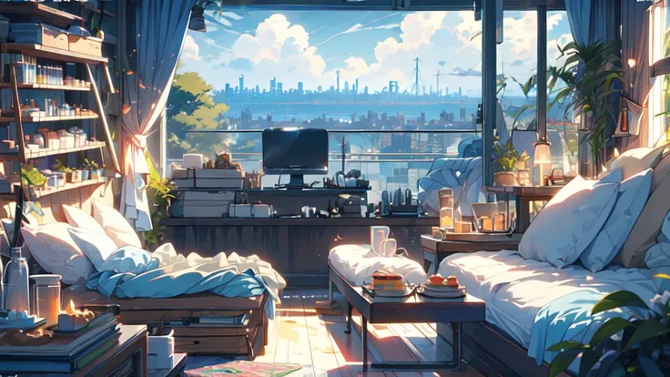 (masterpiece:1.2), highest quality,pixiv,pleasant animation scenes,
scenery, cityscape, city, nullscraper, building, window, clo...