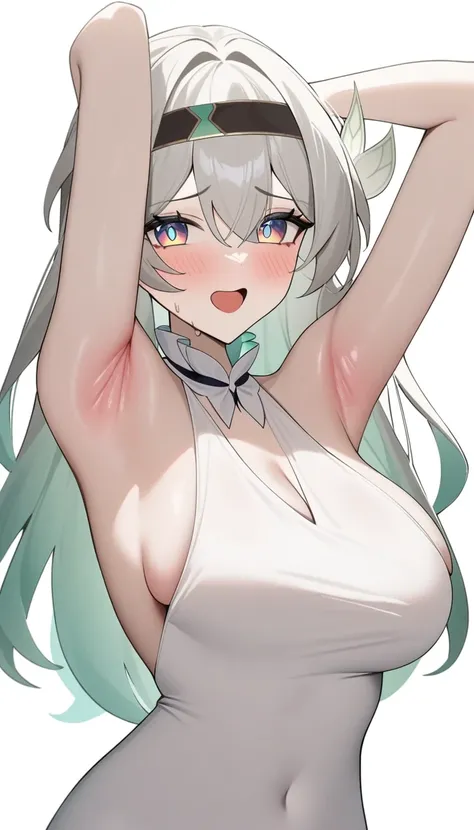 16k,masterpiece,best quality,very aesthetic,absurdres,1girl, 独奏,blush,embarrassed ,比基尼,breast, arm up,(armpit focus),drawn armpi...