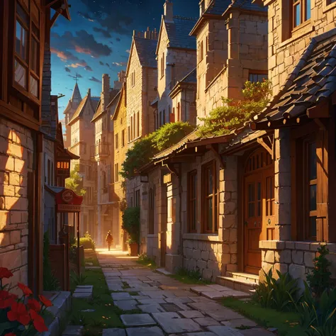 medieval fantasy capitals town  entrance at outskirts, red, white and black enigmática, secured with  Royal guards, anime Style ilustración, Creative and original , high quality, realistic , 