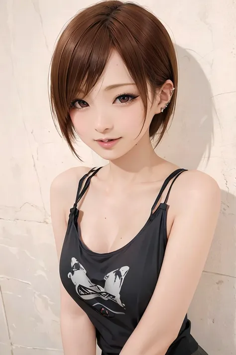 best quality, masterpiece, ultra high res, (photorealistic:1.37), raw photo, ((beautiful illustration)), 1girl, short hair, beau...