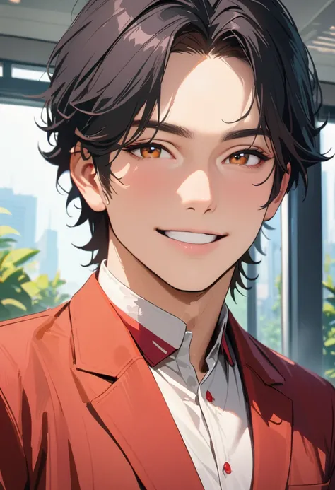 ((45 years old ,modern)), Verism, masterpiece, textured skin, super detail, ((best quality:1.3)), 4K ,  A handsome man, black hair, short hair, light smile, happy
