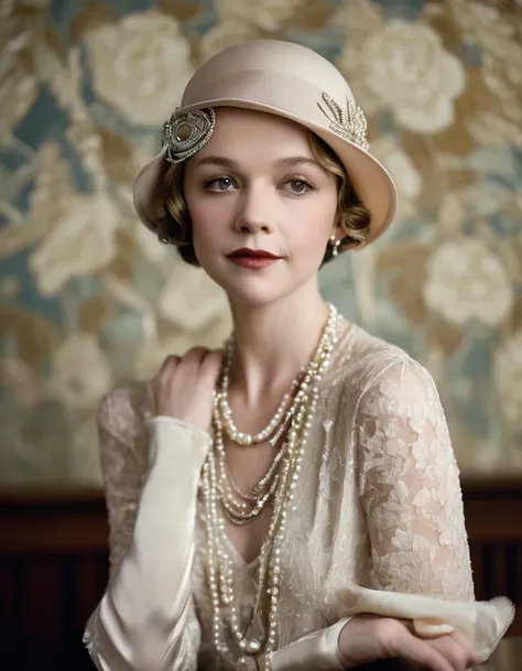 Woman wearing fashionable clothes sitting at table，Coffee on hand, The atmosphere of the 1920s, 1 9 2 0 s style, 1920s style, Roaring 20s, 1 9 2 0 s fabric style, Dressed in 1920s fashion, roaring twenties, Dystopian retro 1920s vibe, Art Deco era，（blond：1...