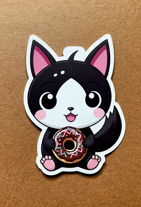 Kuromi sticker with a donut 