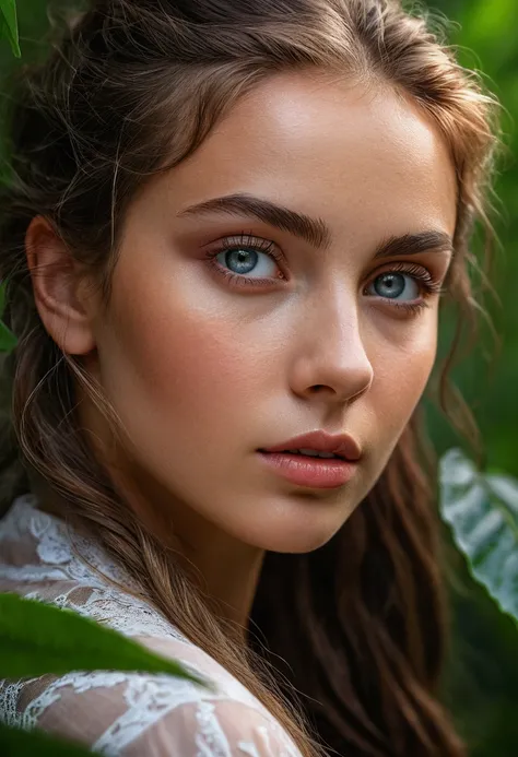 raw photography, photography, realistic, Vivid 8K photos of women in nature, Ultra details, exquisite details, incredible light, exquisite details beautiful eyes, Fine skin, depth of field, gray eyes