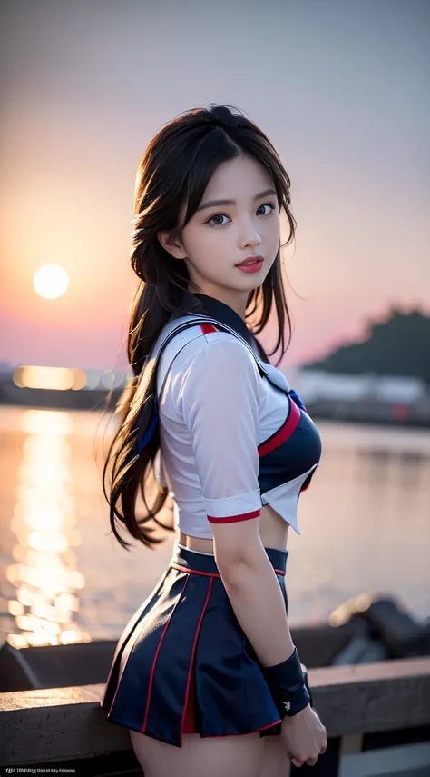 (Extreme detail CG Unity 8K wallpaper, masterpiece, highest quality), (exquisite lighting and shadow, highly dramatic picture, cinematic lens effect), (Sailor Moon: 1.1), charming smile, double tail, blue eyes, black hair, tight top, RED gloves, mini skirt...