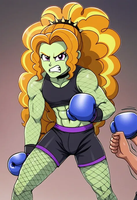 Eqg angry  fight young Man  at a school in  in fishnet tights  boxing adagio 