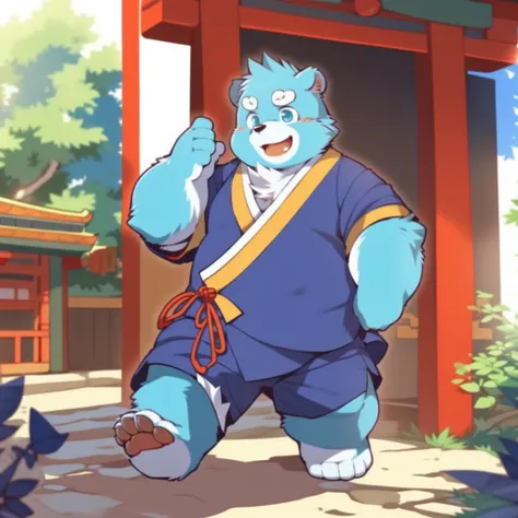 (by zixiong:1.1),(by takemoto arashi),(kemono:1.2),furry,shiquanhao,blue bear,1boy,blue fur,open mouth,animal ears,blue eyes,jap...