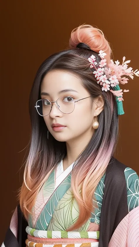 Cute Japanese woman, (16 years old), (very cute face), white moisturized skin, looking at the camera, melancholy expression, (glasses: 1.4),
BREAK,
Idol,
BREAK,
(wearing cute kimono: 1.3), (kimono with high exposure), very large earrings, short length,
BRE...