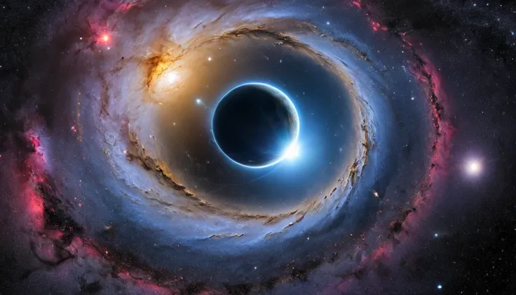 a silver sufer surfs in space, blackhole swallowing the earth in the background