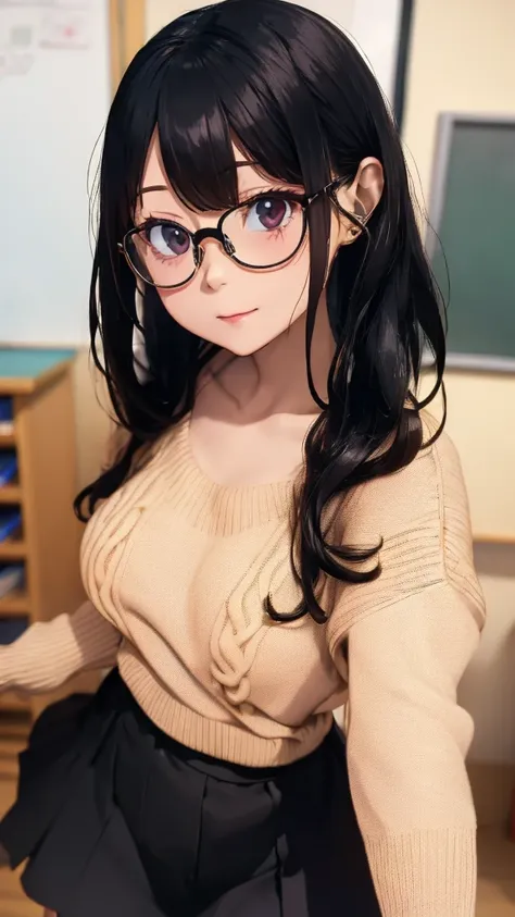 (((masterpiece,Highest Resolution,4K High Resolution,Crisp image quality:)Pussy juice(Inserting a dildo into a beautiful pussy)((Beautiful black hair,Glasses,Masturbation)(Beautiful big ,Beautiful nipples,Teaching books,Blushing and embarrassed,Spread your...