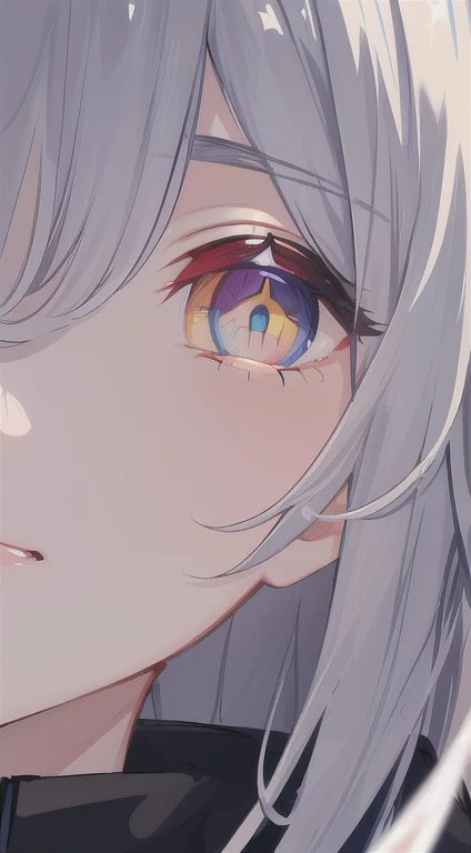 (a close-up of a masterpiece:1.5)0.9], (space and astronauts:1.2) (disheveled silver hair:1.1) (heterochromia yellow eyes and bl...