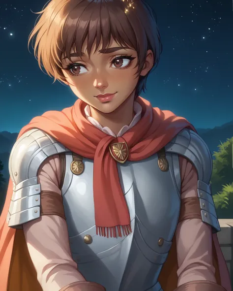 score_9, score_8_up, score_7_up, source anime, anime screencap, masterpiece, expressive eyes, perfect face, cinematic lighting, volumetric lighting, vivid colors, bloom, post processing, solo, solo focus, 1girl, close up, Casca_Def, brown eyes, brown hair,...