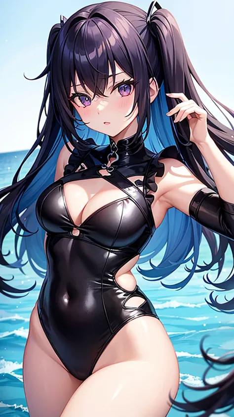 Group anime gothic girls in cyber swim suits