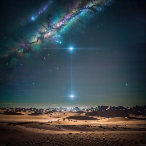 ((best quality)), ((masterpiece)), (detailed),  desierto de evening ((incredible dunes)) (( sky stars)) ((evening)) ((galaxies s...