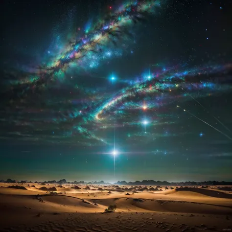 ((best quality)), ((masterpiece)), (detailed),  desierto de evening ((incredible dunes)) (( sky stars)) ((evening)) ((galaxies s...