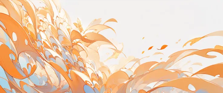 White-orange background, white background with orange patterns ,slightly orange leaves, orange-white style