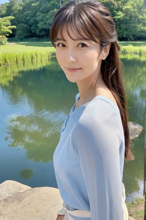 ((highest quality)), ((masterpiece)), (detailed),perfect face,japanese,landscape,mature woman,upper body