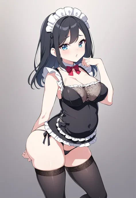 ame("Lana"), physique (“short” + “medium-sized breasts” + “plump lips” + “plump hips” + “firm ass”), clothes (“maid dress with a short skirt and deep neckline, transparent - black stockings, thongs”), favorite style of clothing (“short dress” + “long tank ...