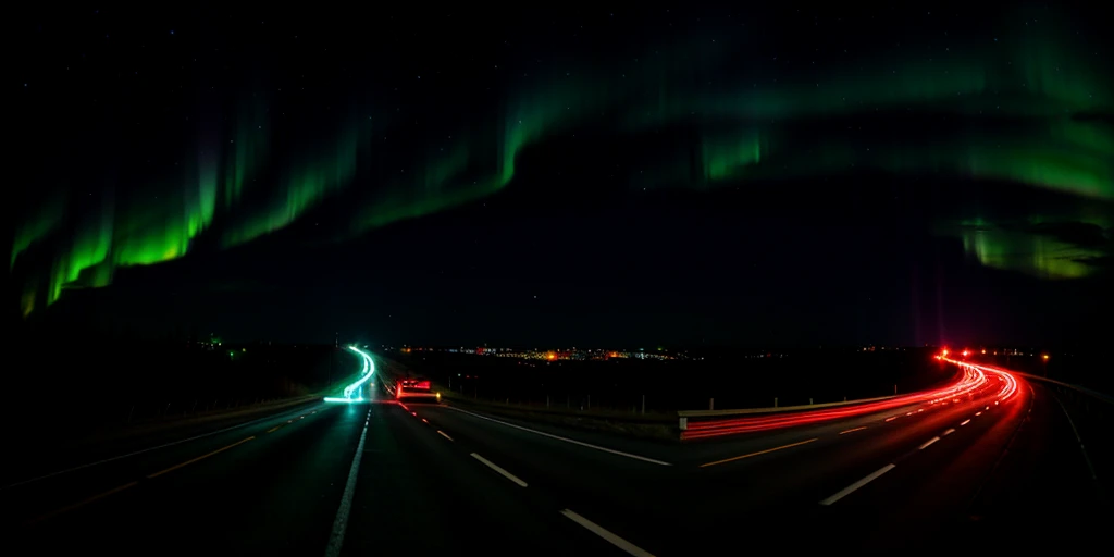 Last night I dreamed that I was speeding down the highway to the city. I could see that the sky was mostly pitch black, with only a few flashes of green aurora. There were no lights on the road, just darkness and me alone. It seemed like I was so small in ...