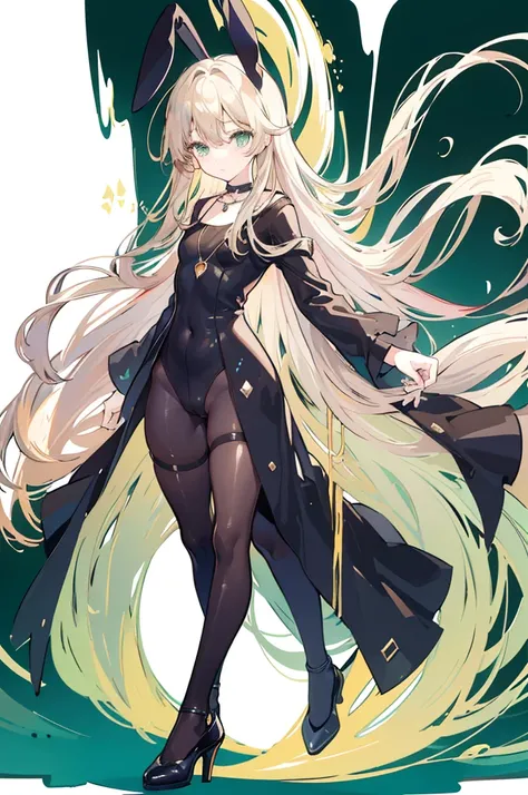 {{masterpiece}}, The best quality of life, 、Long, ochre-colored hair down to the waist、Anime Girls with brown long hair, Cute girl anime visuals,(Black Bunny Suit,Black pumps), Anime full body illustration, Anime Moe Art Style, Anime characters, (Anime Gir...