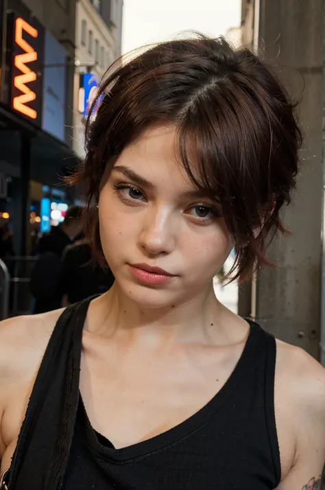 a punk woman, Paris, (edge lighting:0.5)