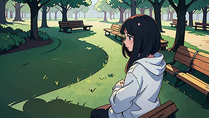 masterpiece, Best quality, (2d anime background), (Visual novel), (Best quality), (best illustration), (best shadow), beautiful detailed glow, Park, Benches, daytime lighting, anime, background