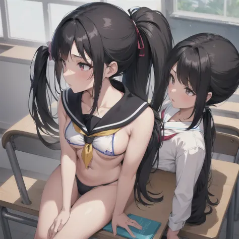 ｛｛｛｛｛One girl｝｝｝｝｝,Micro bikini, student council president, ponytail, black hair,One person,older sister,Sailor suit,alone,classroom